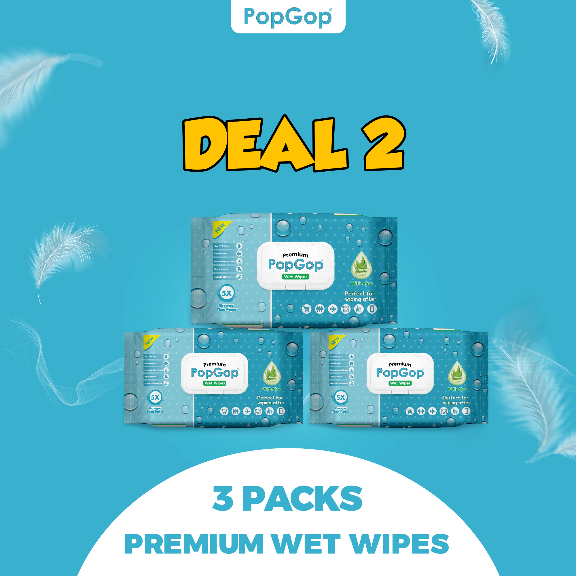 PopGop® Wet Wipes (Pack of 3)