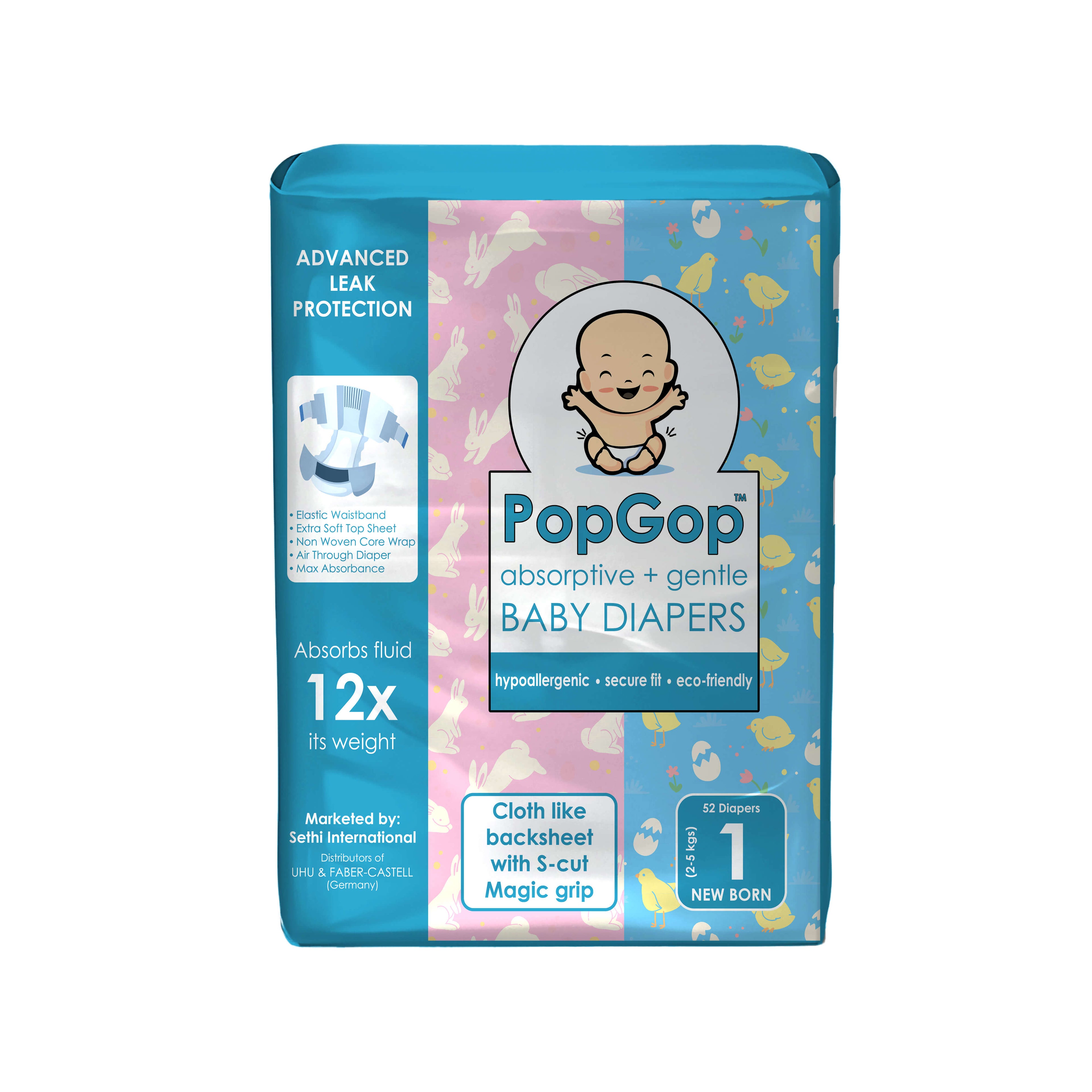 PopGop® Economy (Size 1) New-Born – 52 Pcs